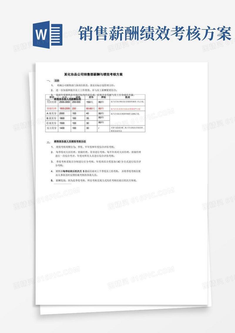 销售部薪酬与绩效考核方案