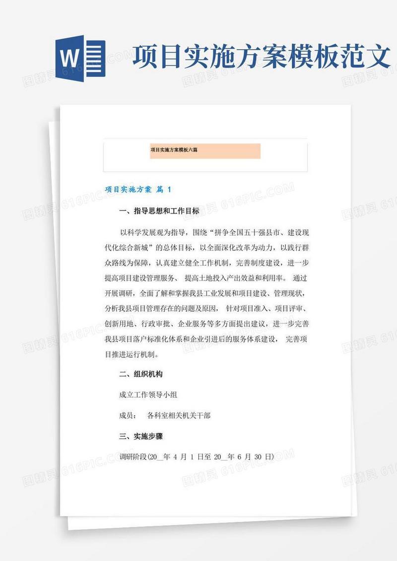项目实施方案模板六篇