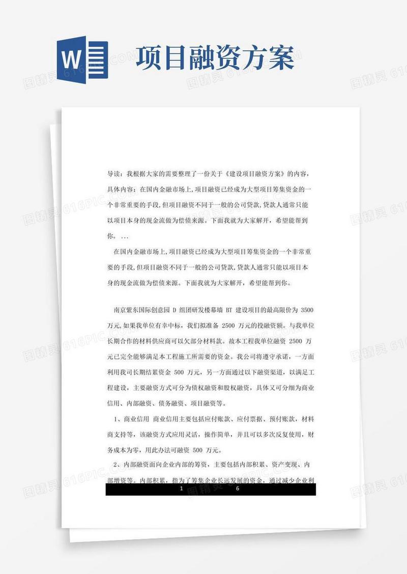 建设项目融资方案