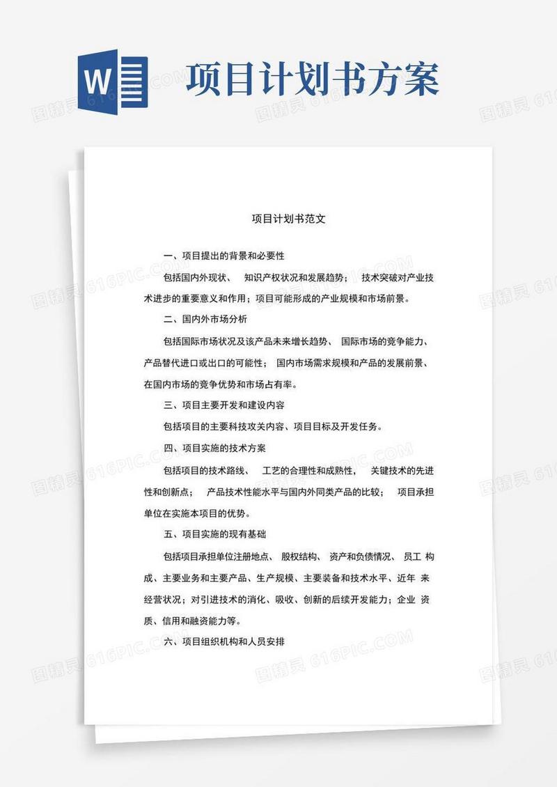 项目计划书范文