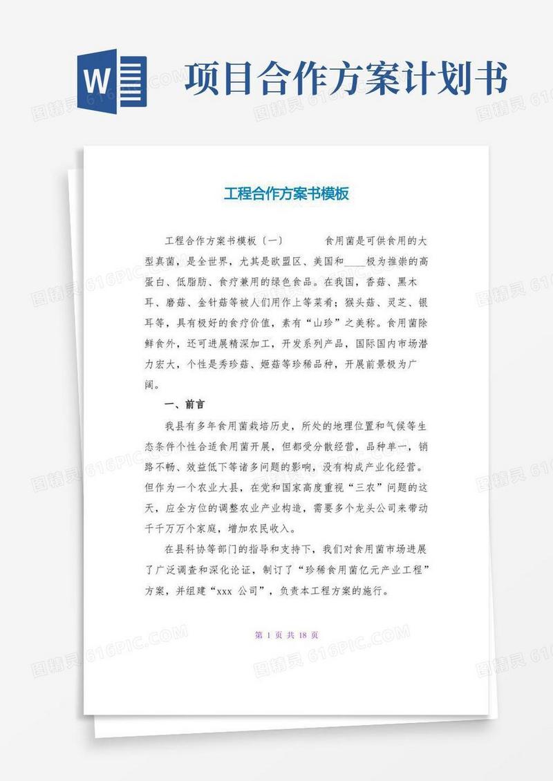 项目合作计划书模板
