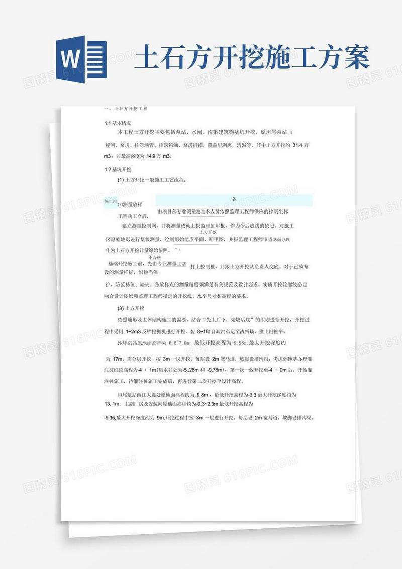 土石方开挖工程施工方案