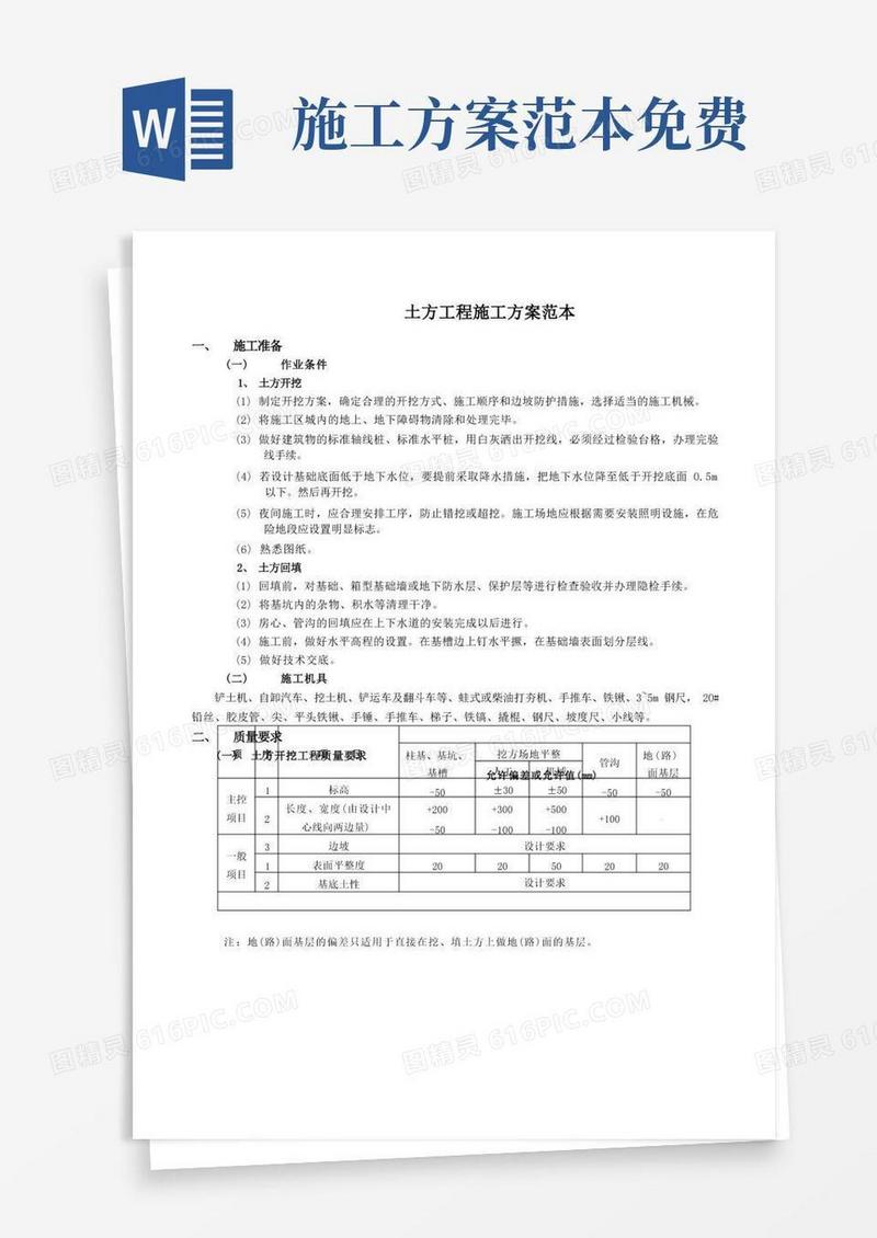 土方工程施工方案范本