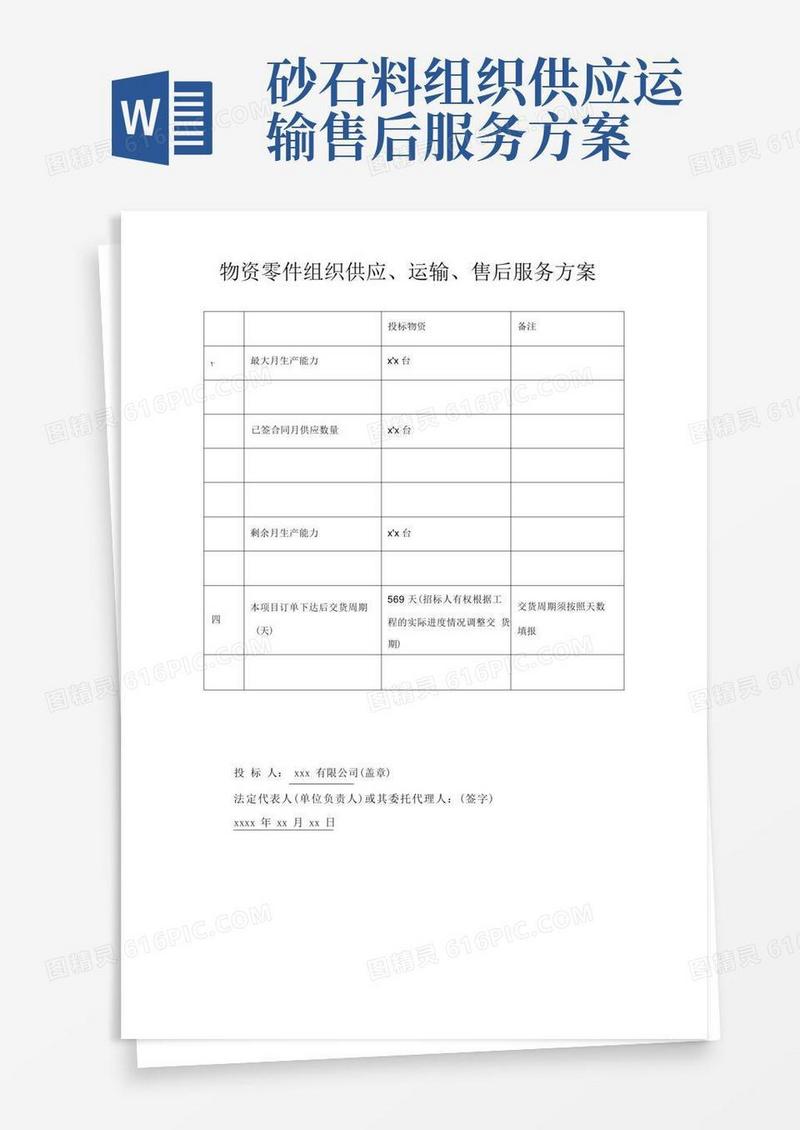 物资零件组织供应、运输、售后服务方案