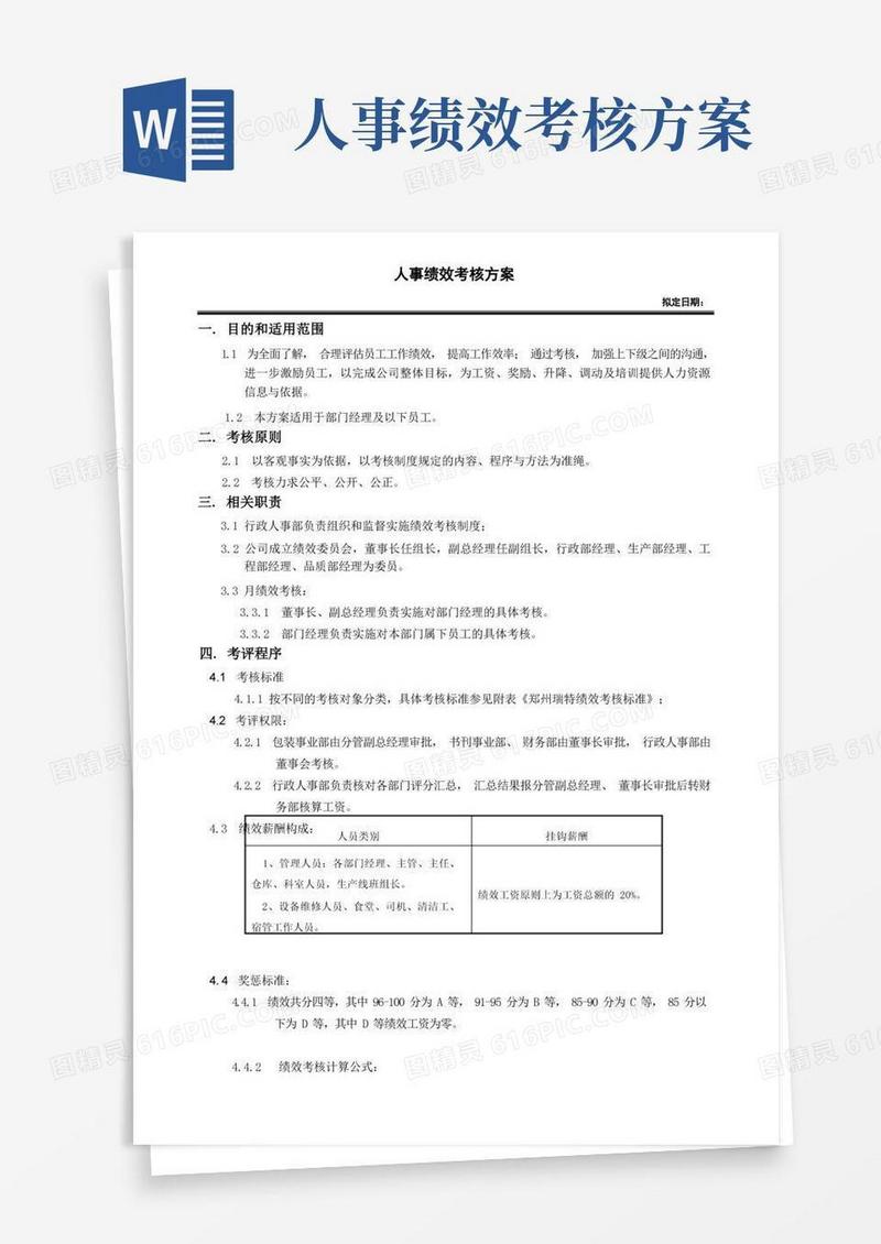 人事绩效考核方案