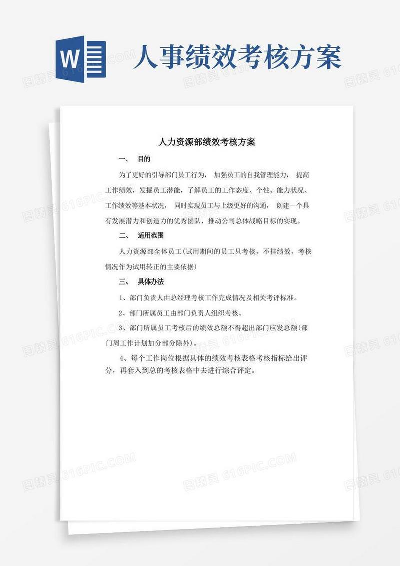 人力资源部绩效考核方案