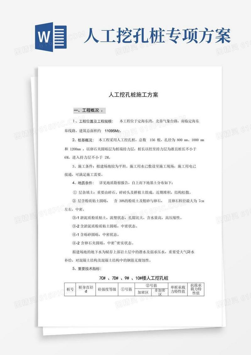 人工挖孔桩桩施工方案