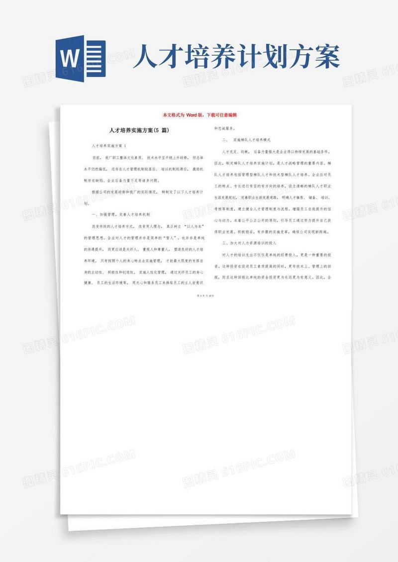人才培养实施方案（5篇）