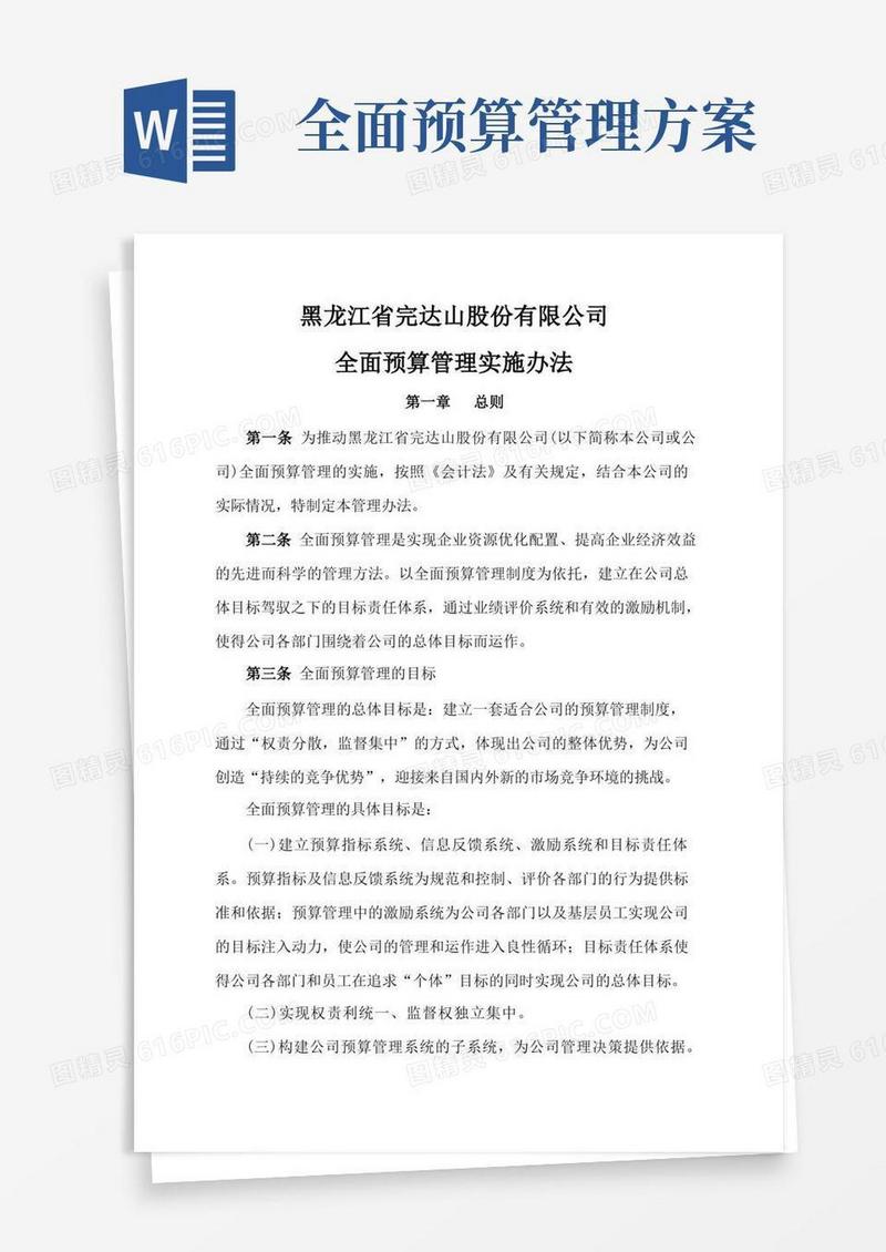 全面预算管理实施办法