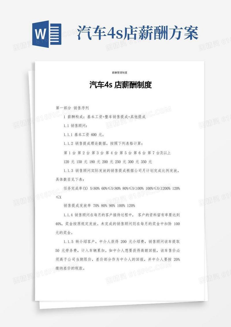 汽车4s店薪酬制度(公司企业工资薪资管理制度)