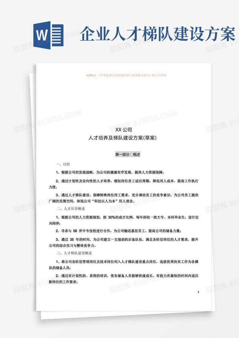 人才培养及梯队建设方案
