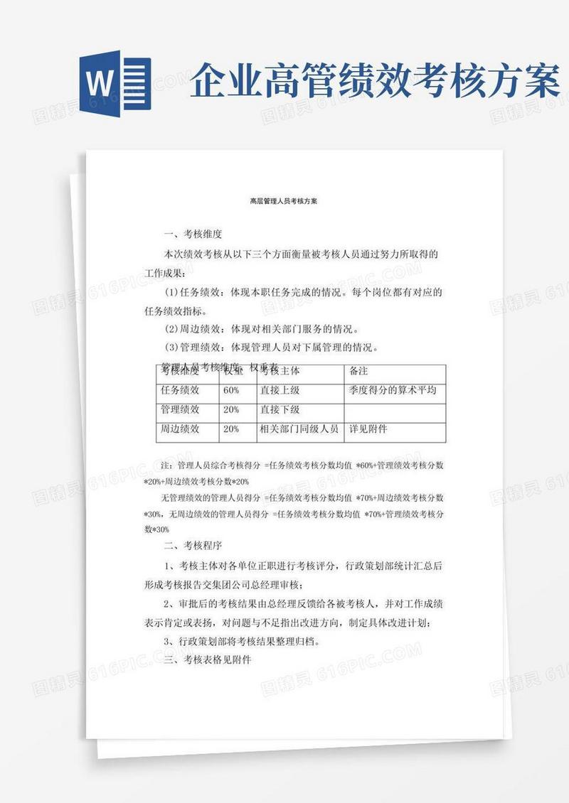 高层管理者绩效考核方案【精选文档】