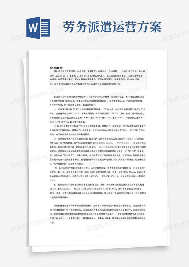 劳务派遣项目可行性报告与实施方案