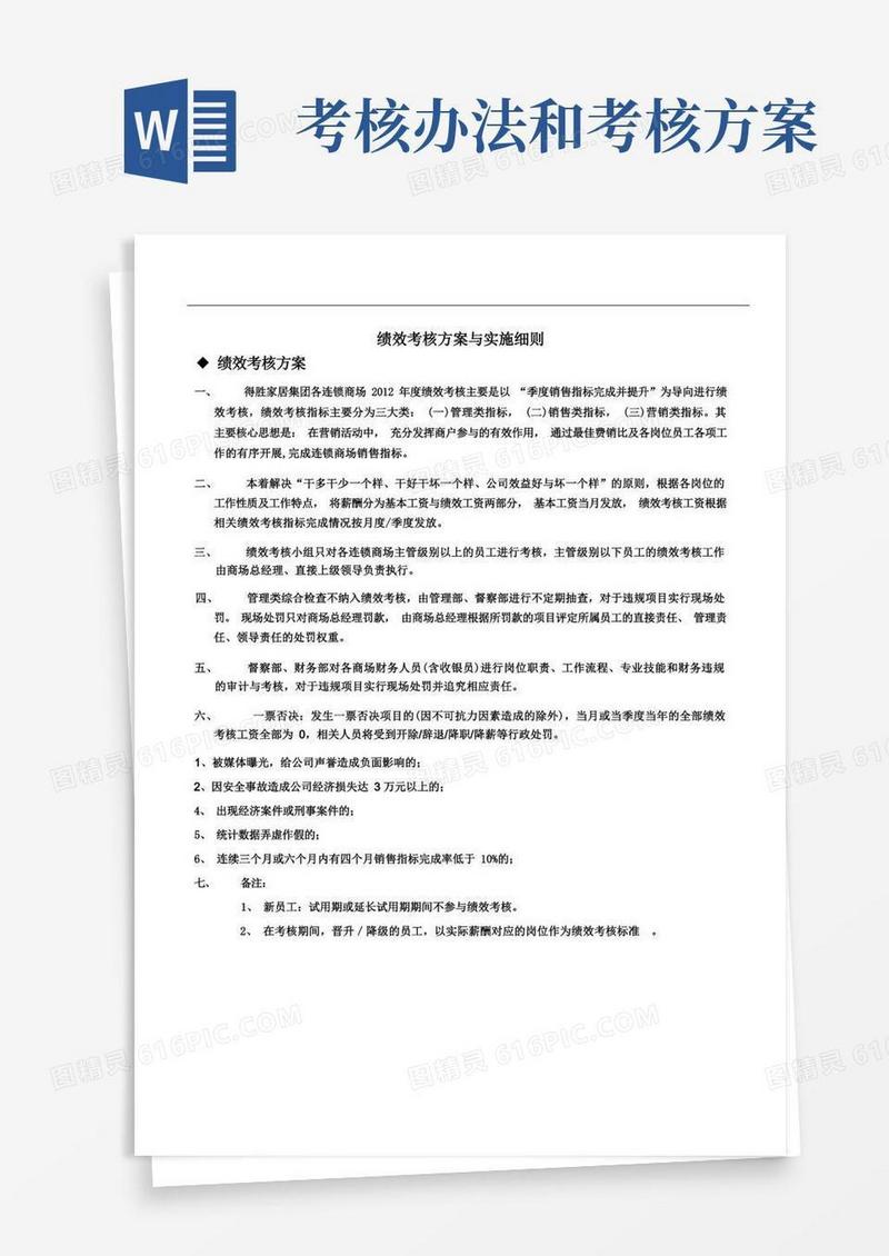 绩效考核方案与实施细则