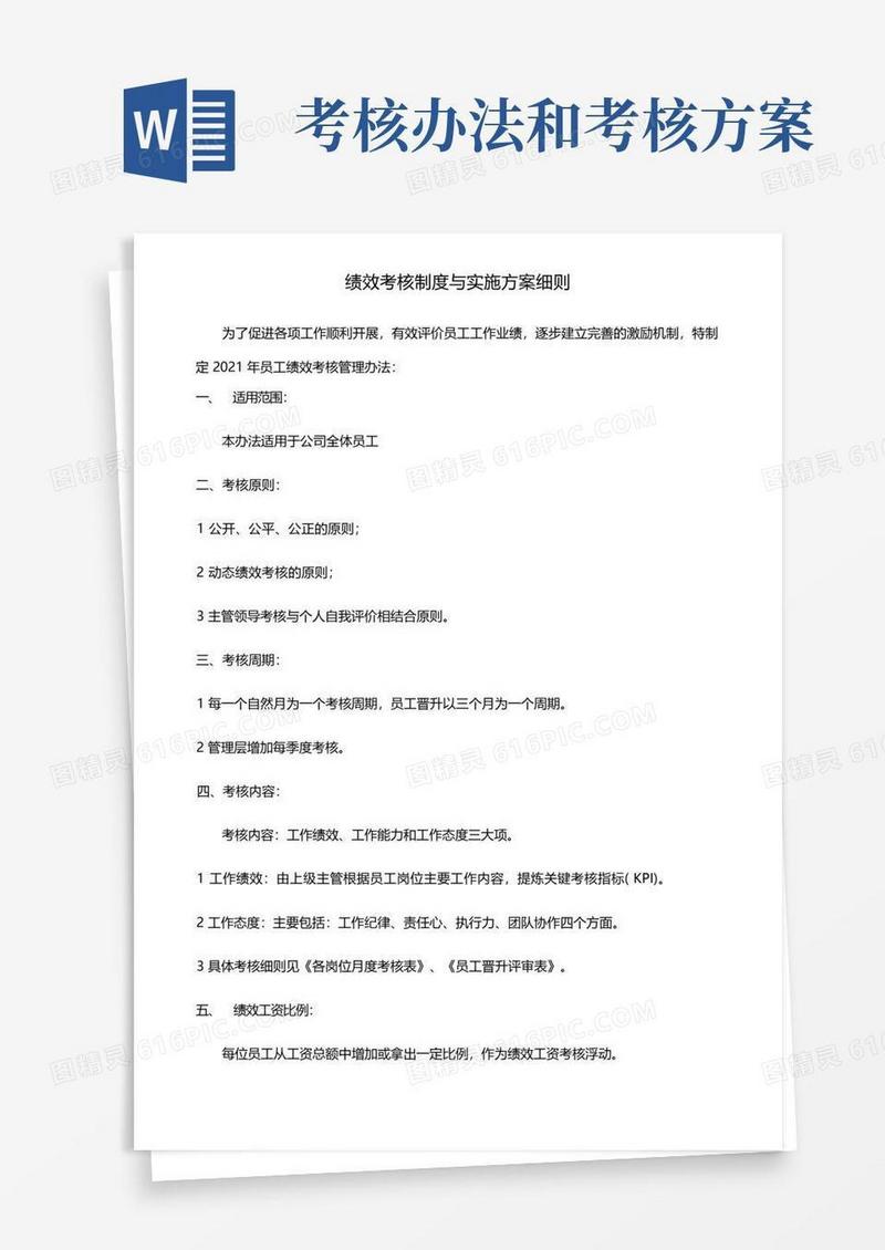 绩效考核制度与实施方案细则