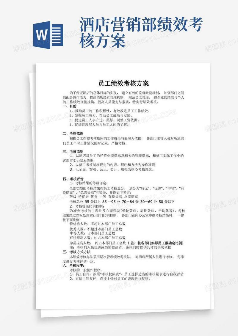 酒店管理绩效考核方案
