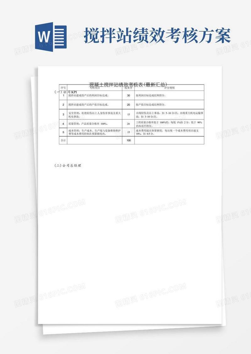 混凝土搅拌站绩效考核表(最新汇总)
