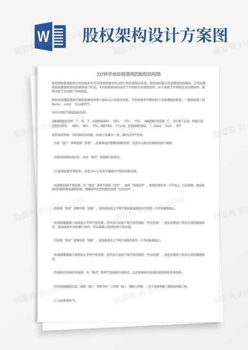 3分钟学会绘制漂亮的股权结构图