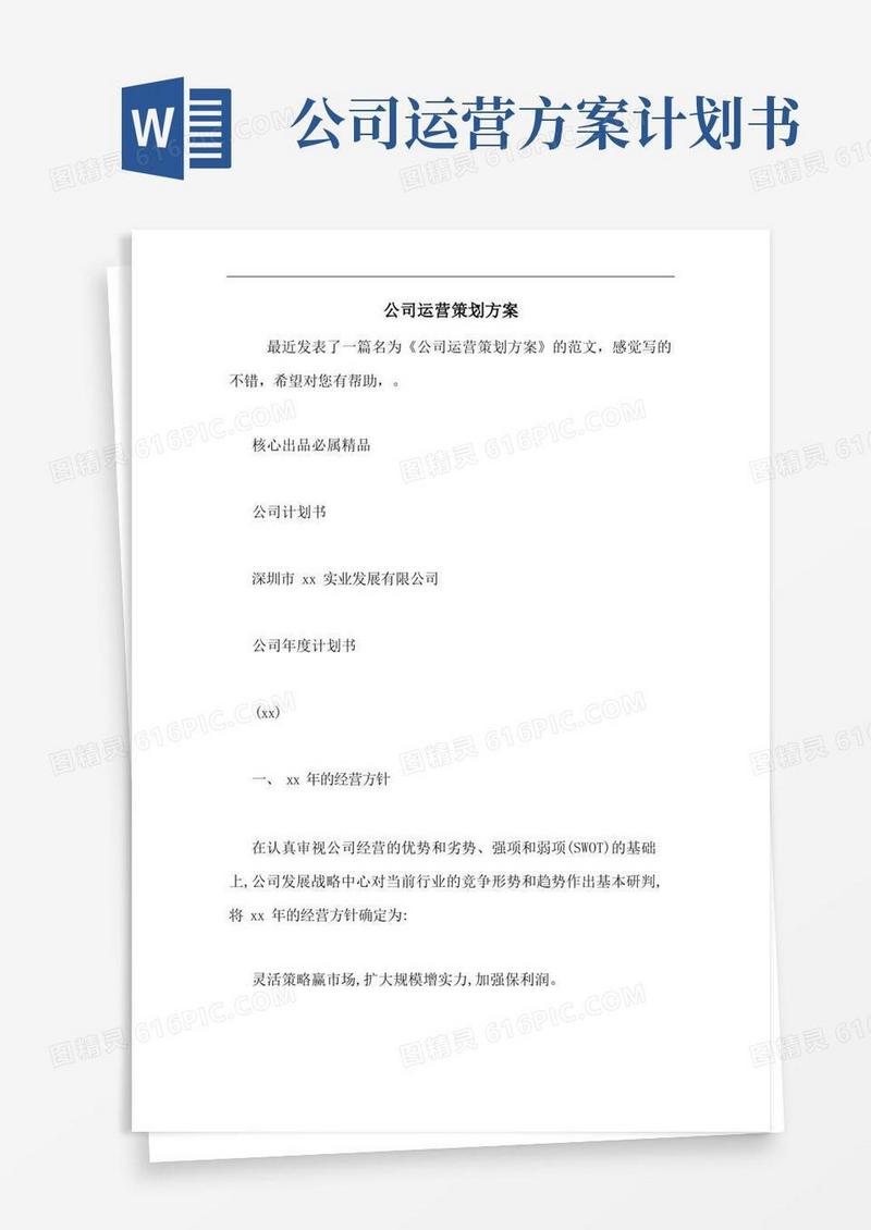 公司运营策划方案