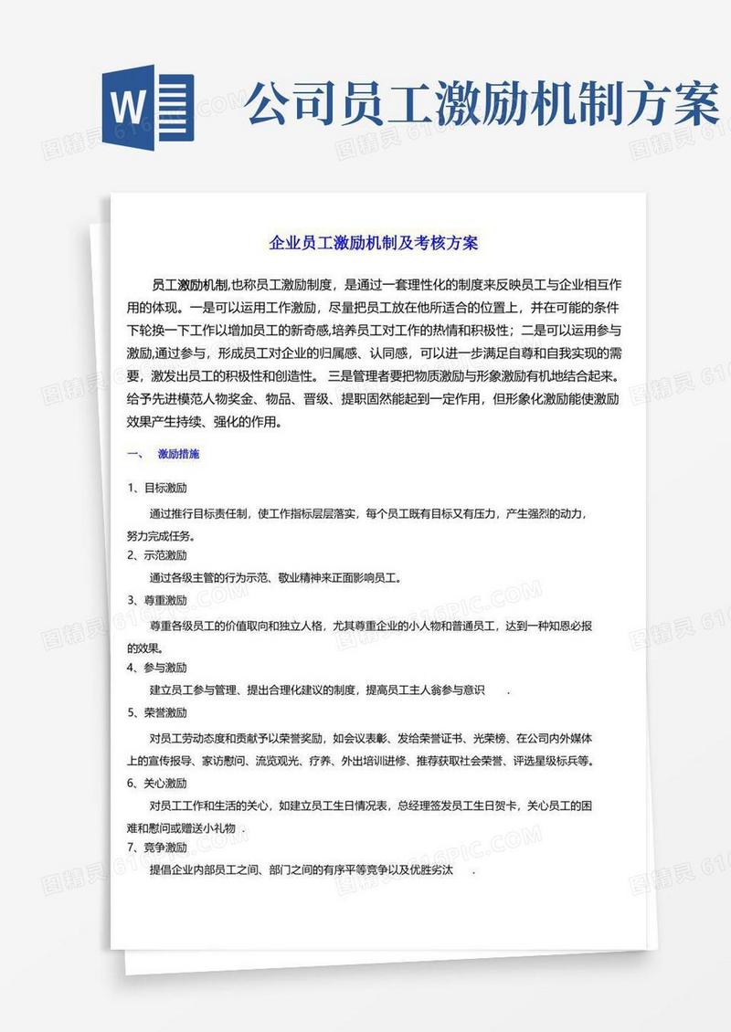 企业员工激励机制及考核方案