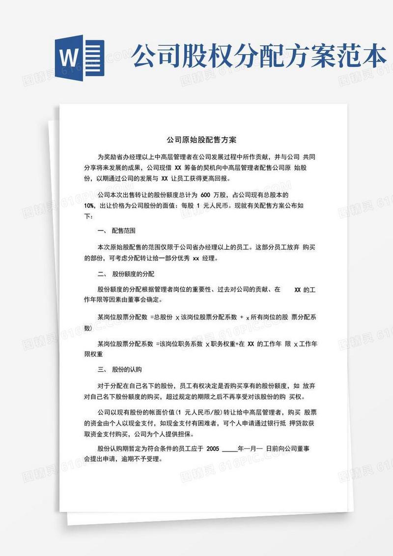 公司股份分配方案