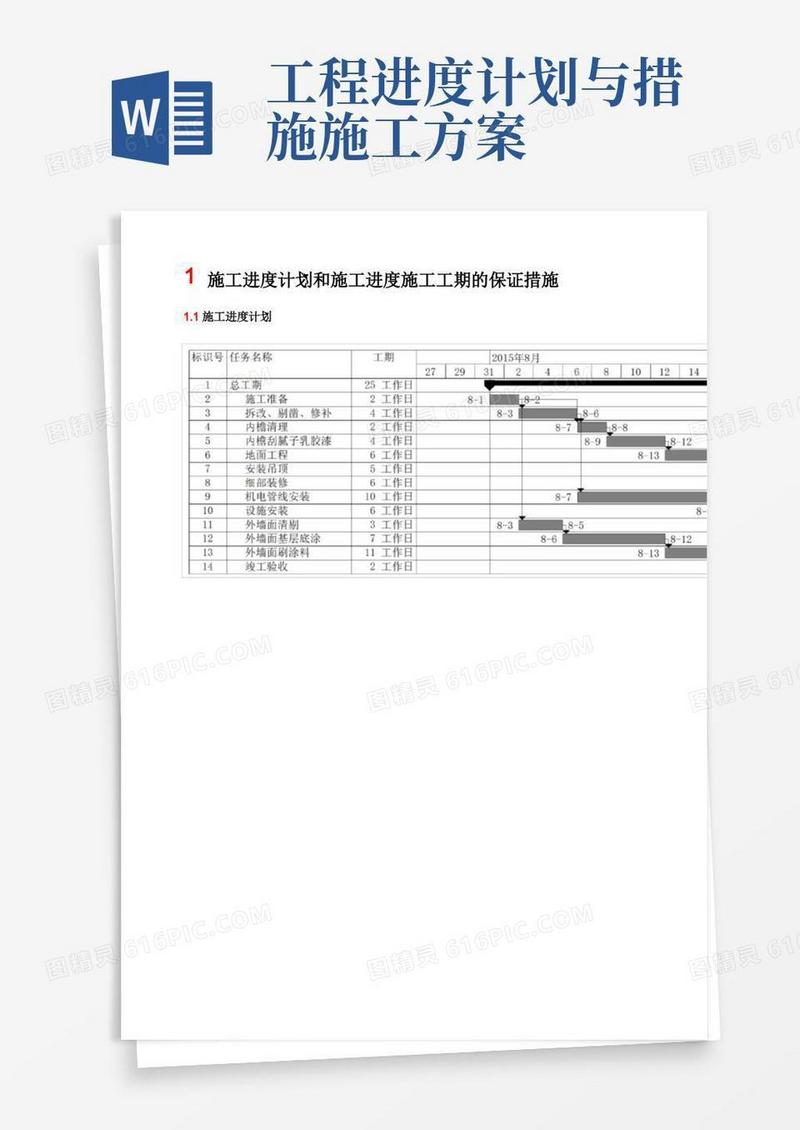 施工进度计划和施工进度施工工期的保证措施