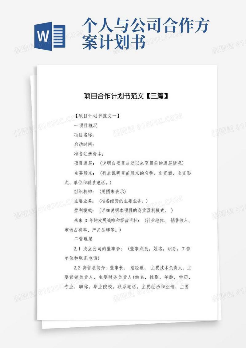 项目合作计划书范文【三篇】
