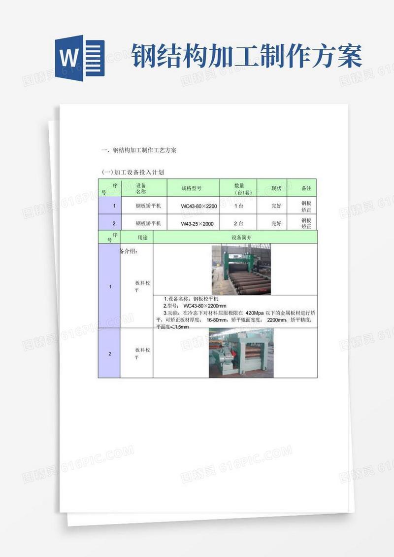 钢结构加工制作工艺方案