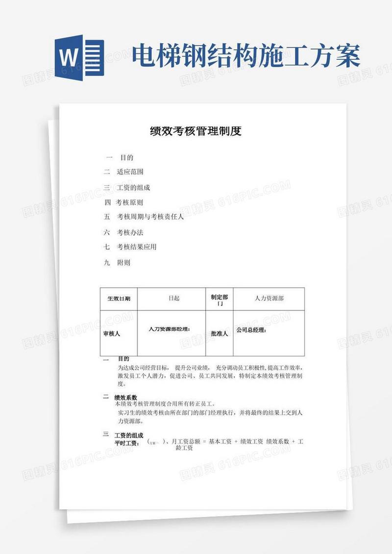 物流公司绩效考核制度及评分方案