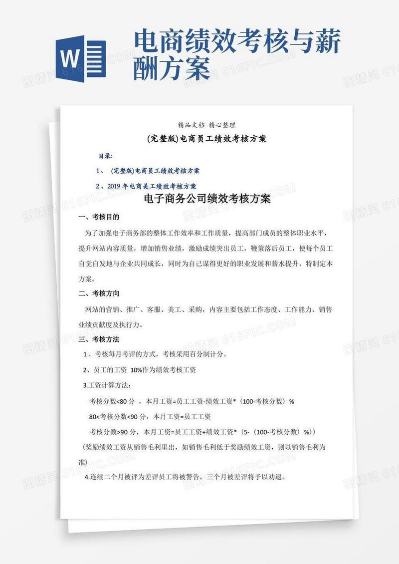 (完整版)电商员工绩效考核方案