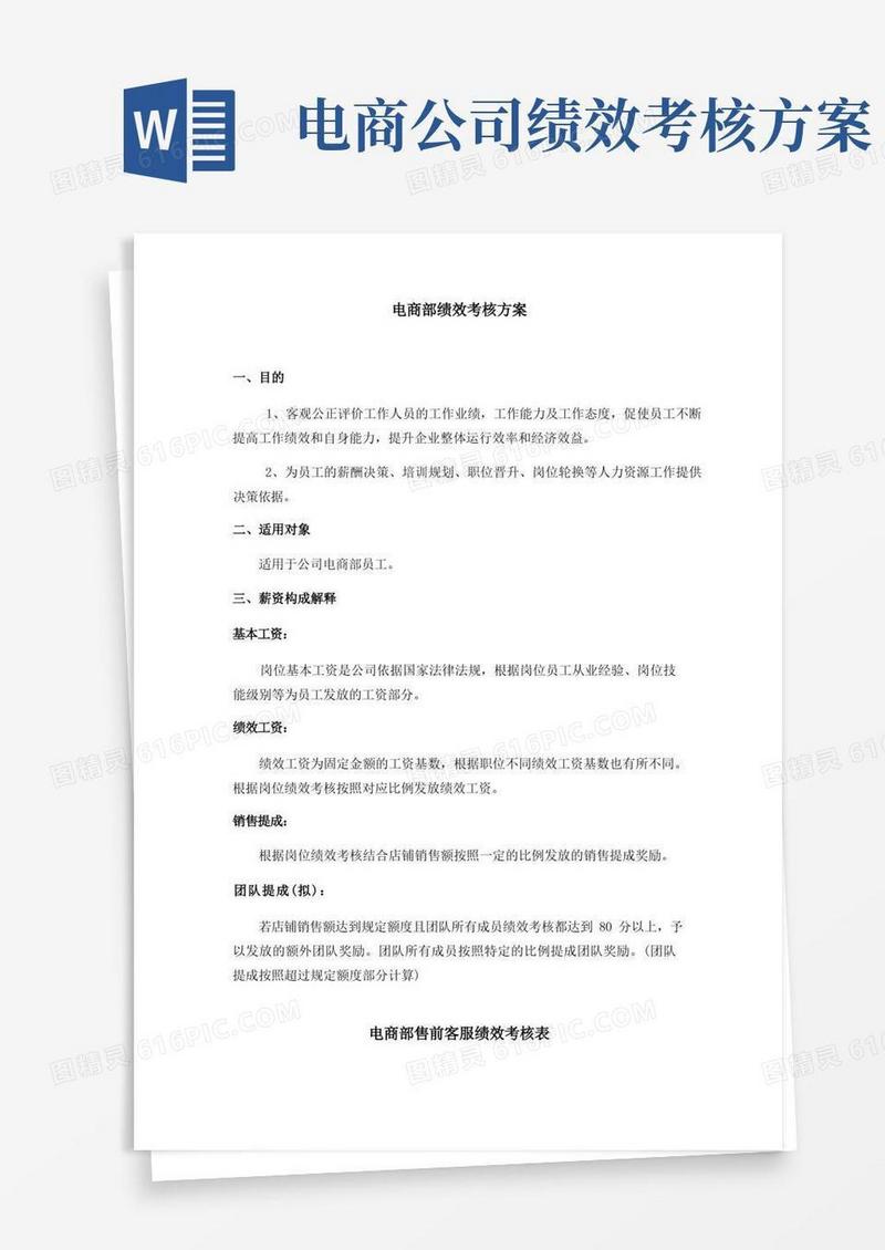 互联网-电商部绩效考核方案