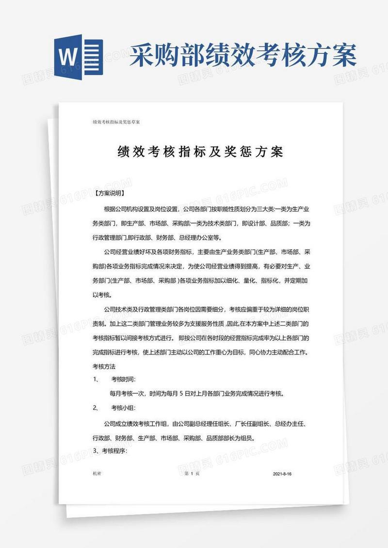 绩效考核指标及奖惩方案