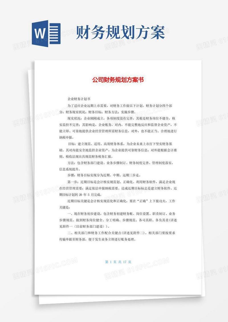 公司财务规划方案书