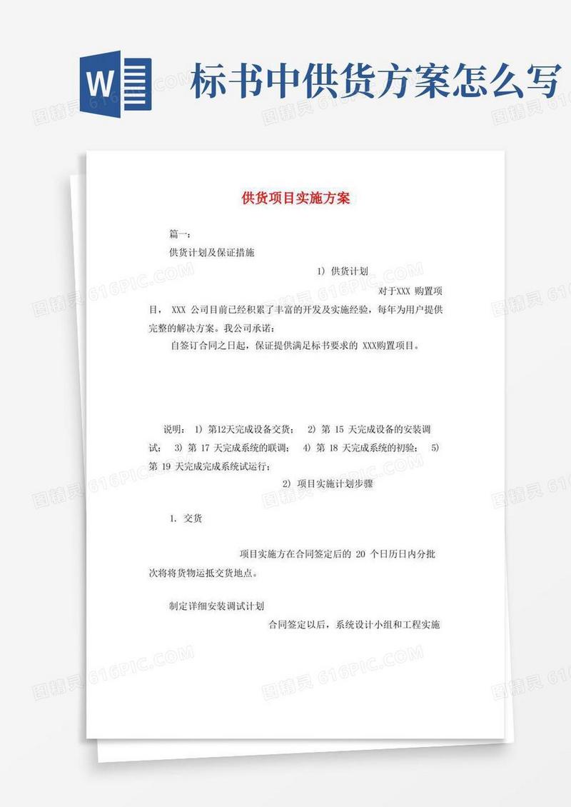 供货项目实施方案.doc