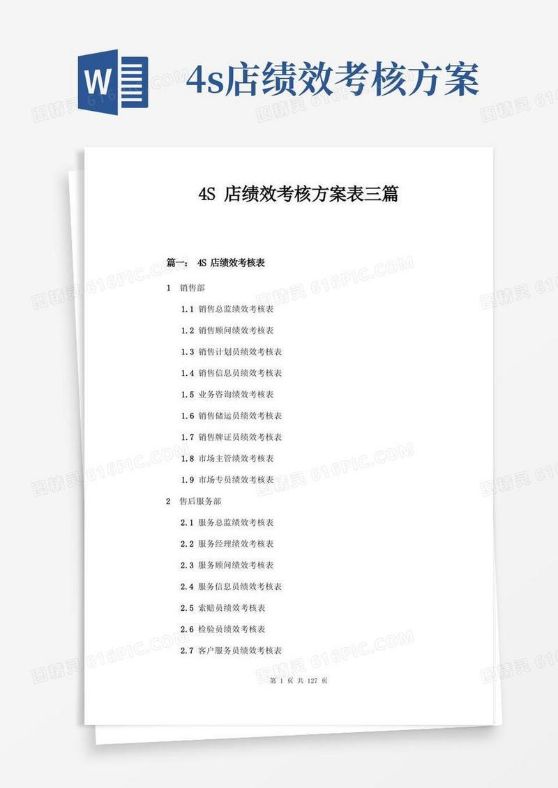 4S店绩效考核方案表三篇