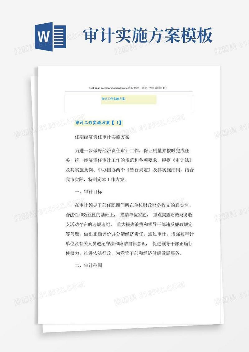 审计工作实施方案