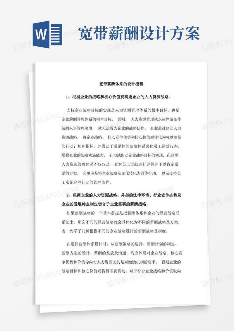 宽带薪酬体系的设计流程