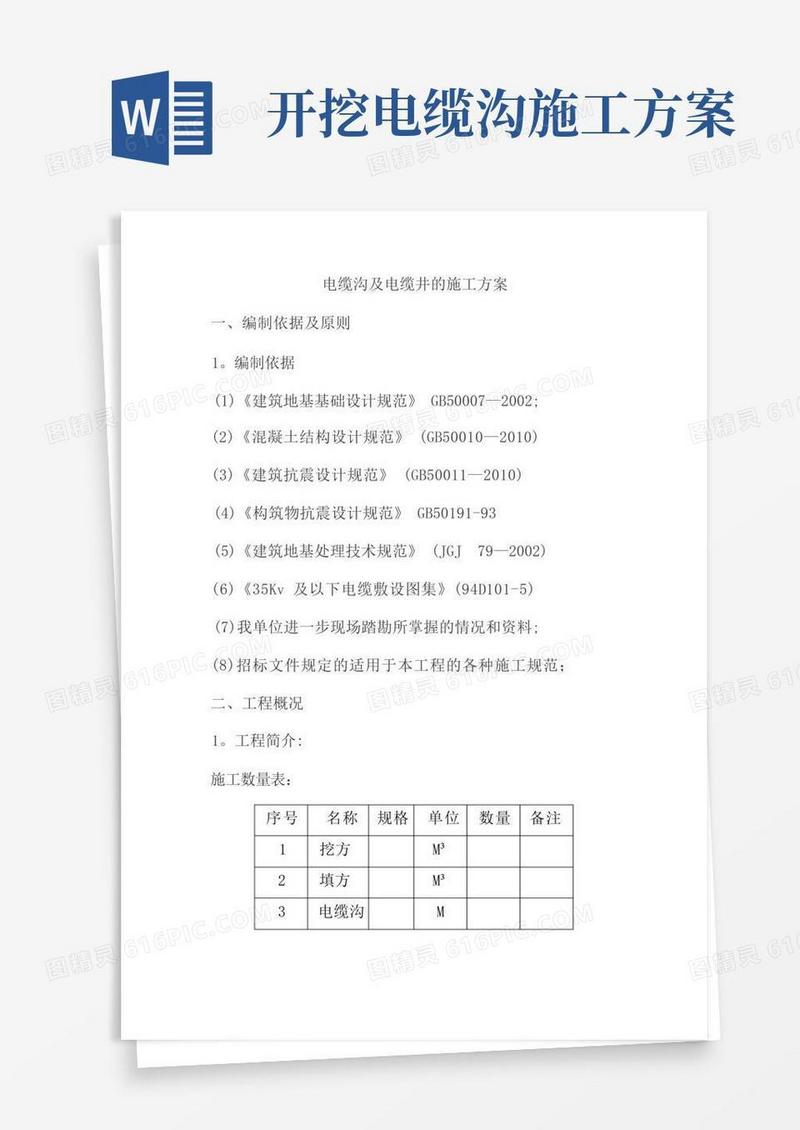 电缆沟及电缆井的施工方案