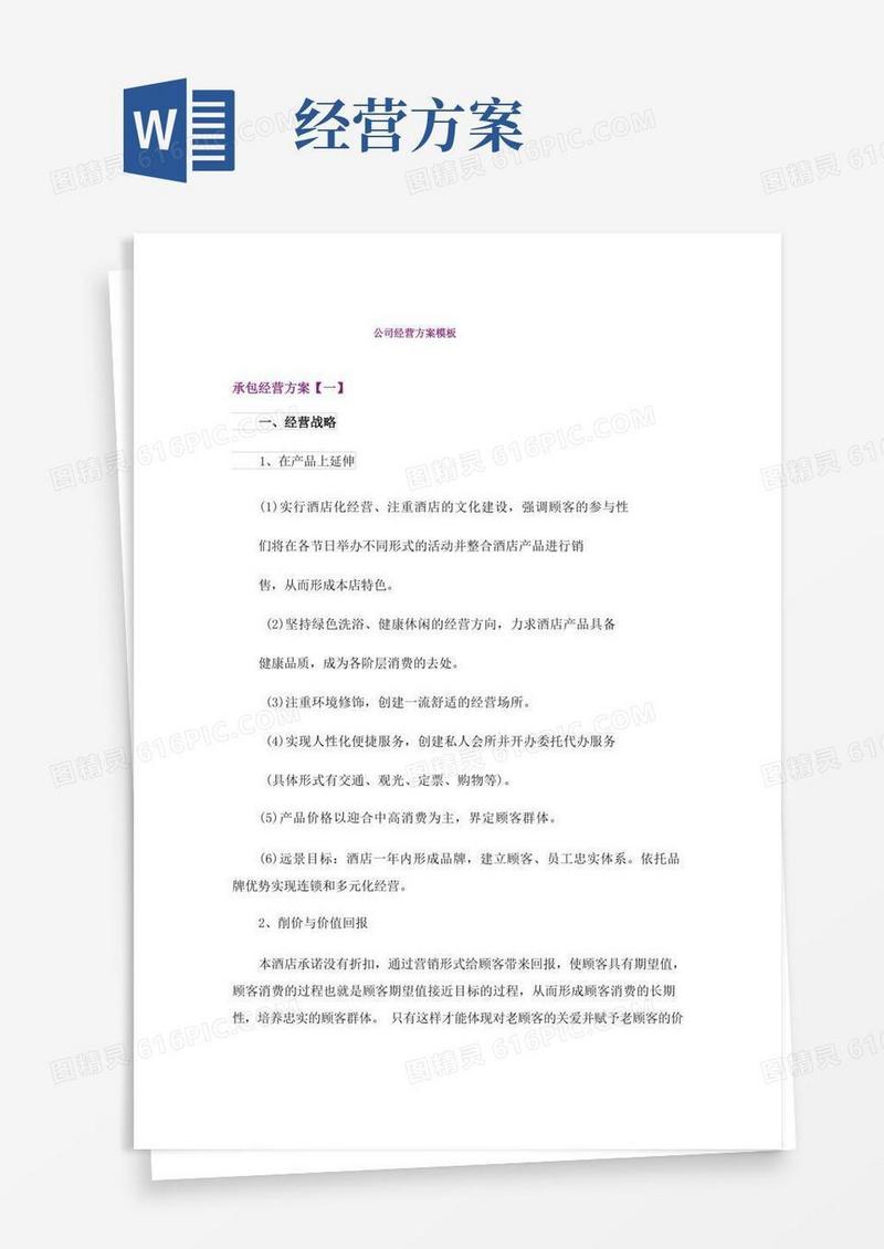公司经营方案模板