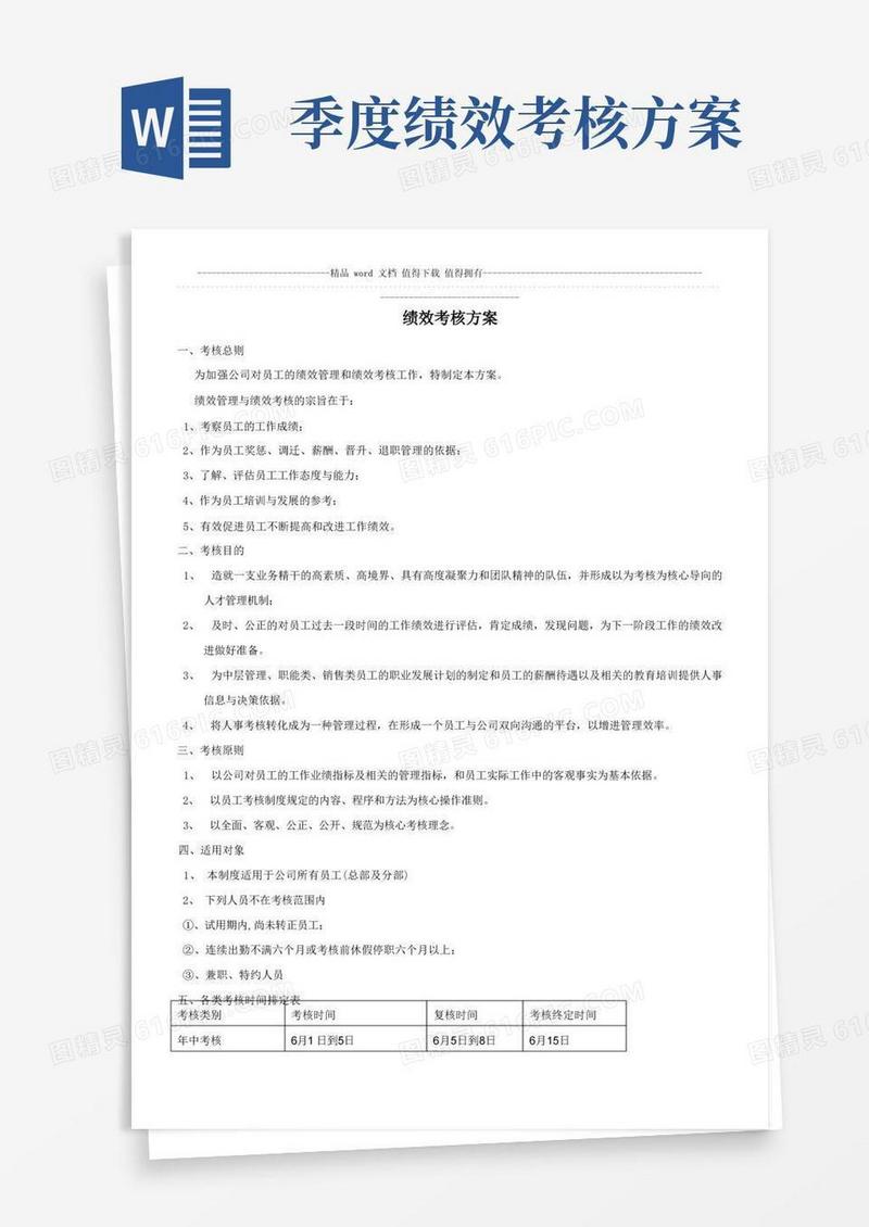 年、季度绩效考核方案