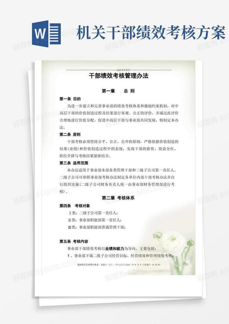 某公司干部绩效考核办法全新精选