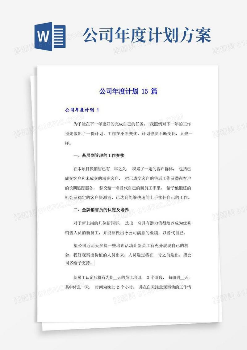 (多篇)公司年度计划15篇