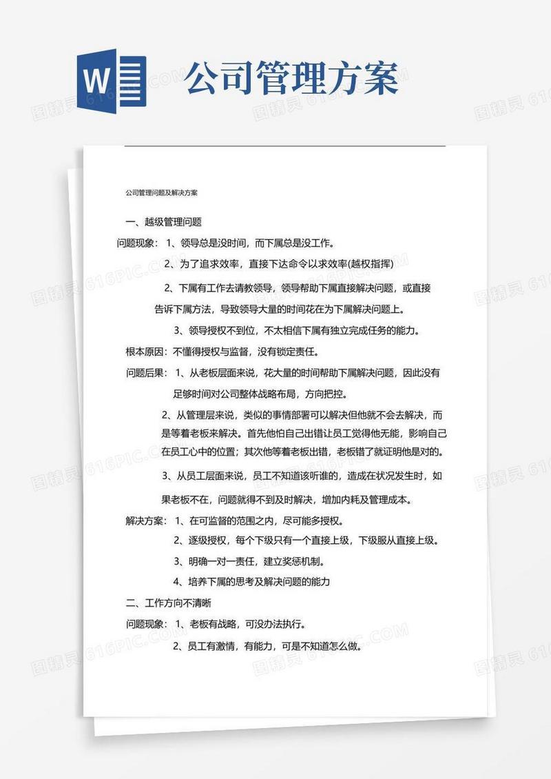 公司管理问题及解决方案