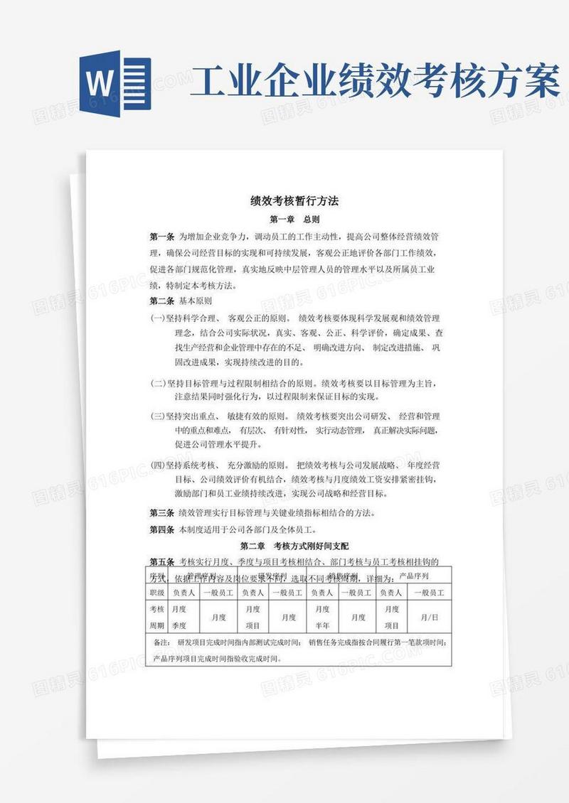 绩效考核暂行办法