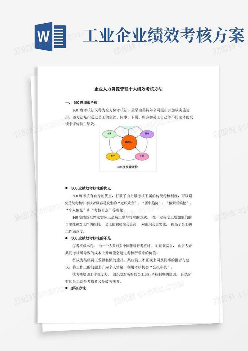 企业人力资源管理十大绩效考核方法