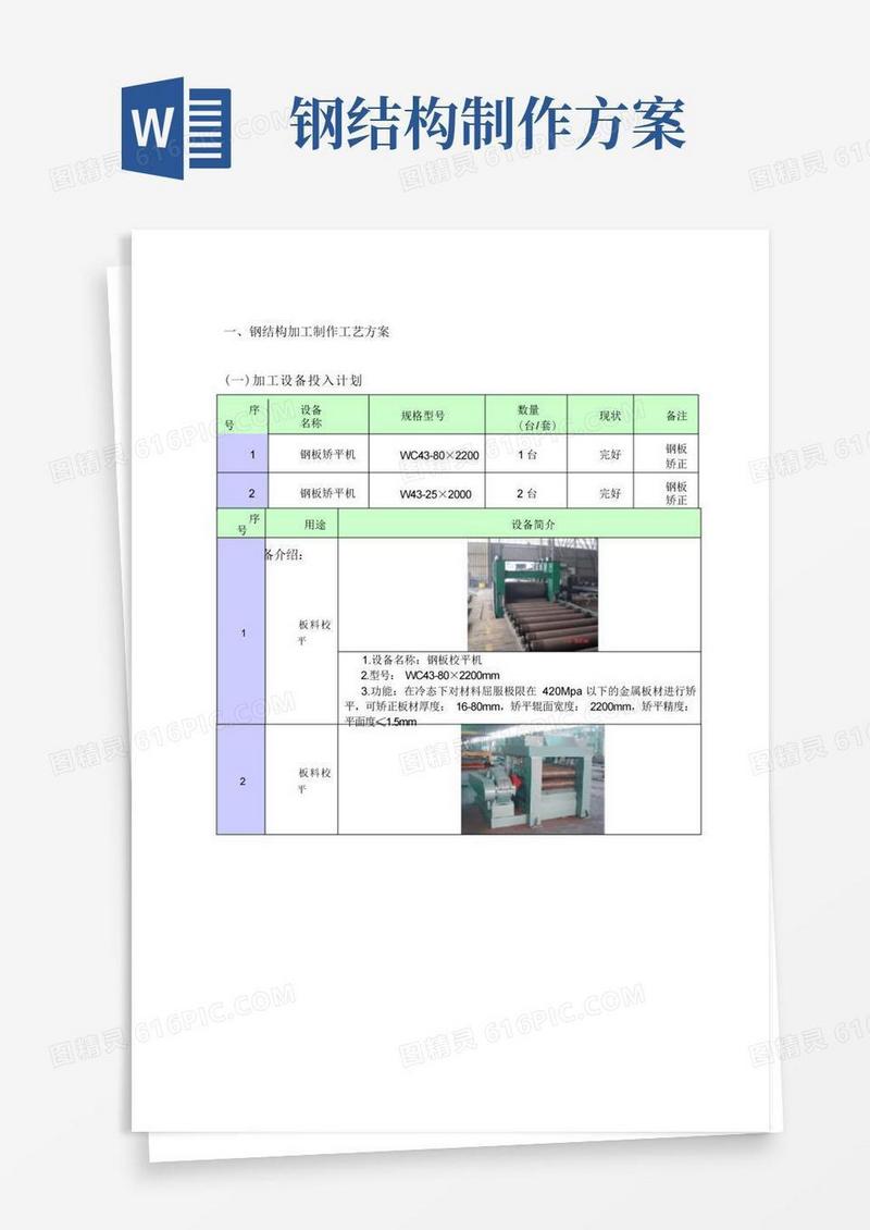 钢结构加工制作工艺方案