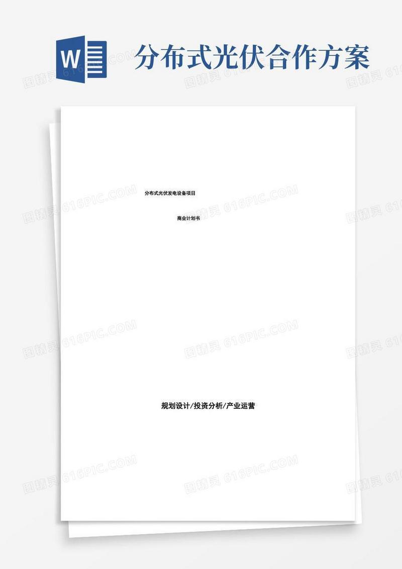 分布式光伏发电设备项目商业计划书