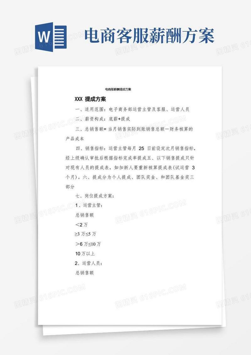 电商部薪酬提成方案