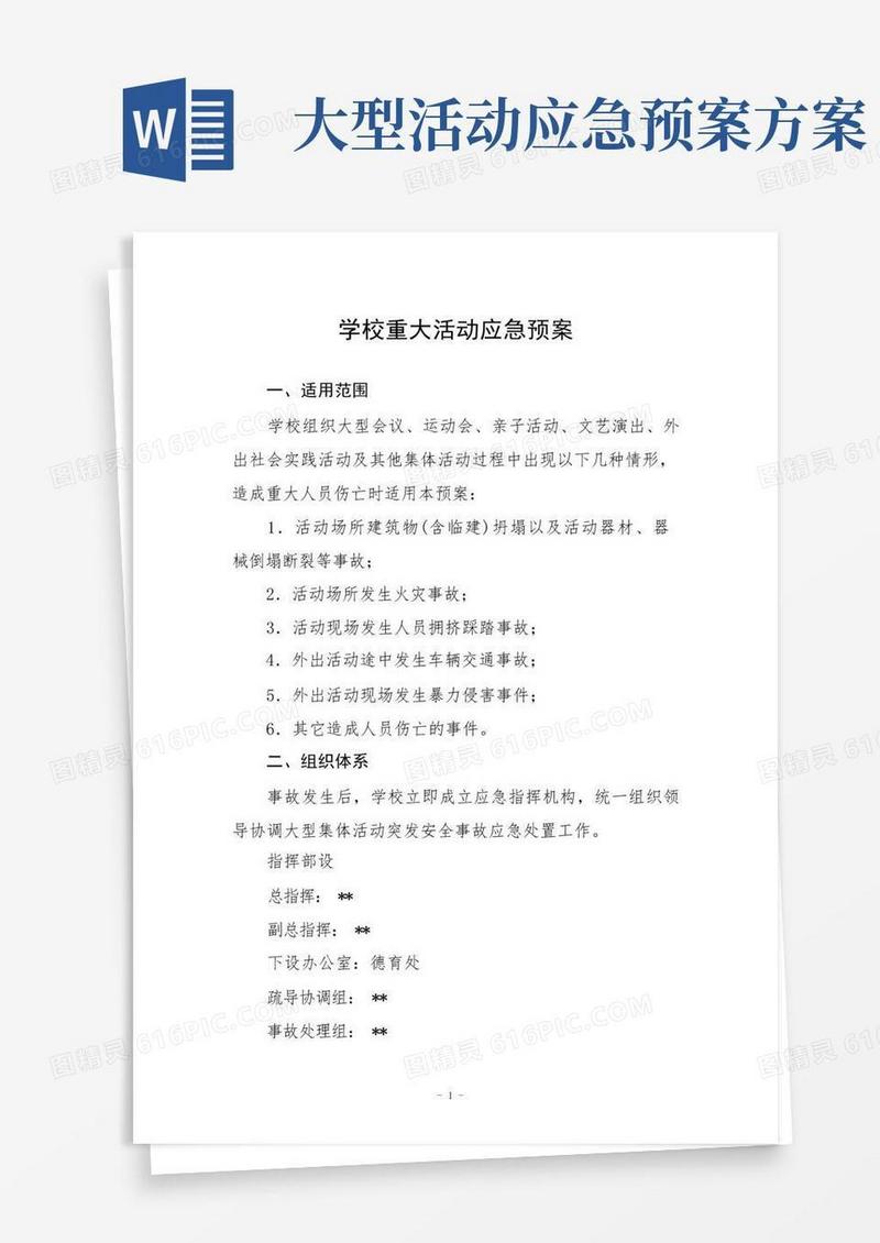 学校重大活动应急预案