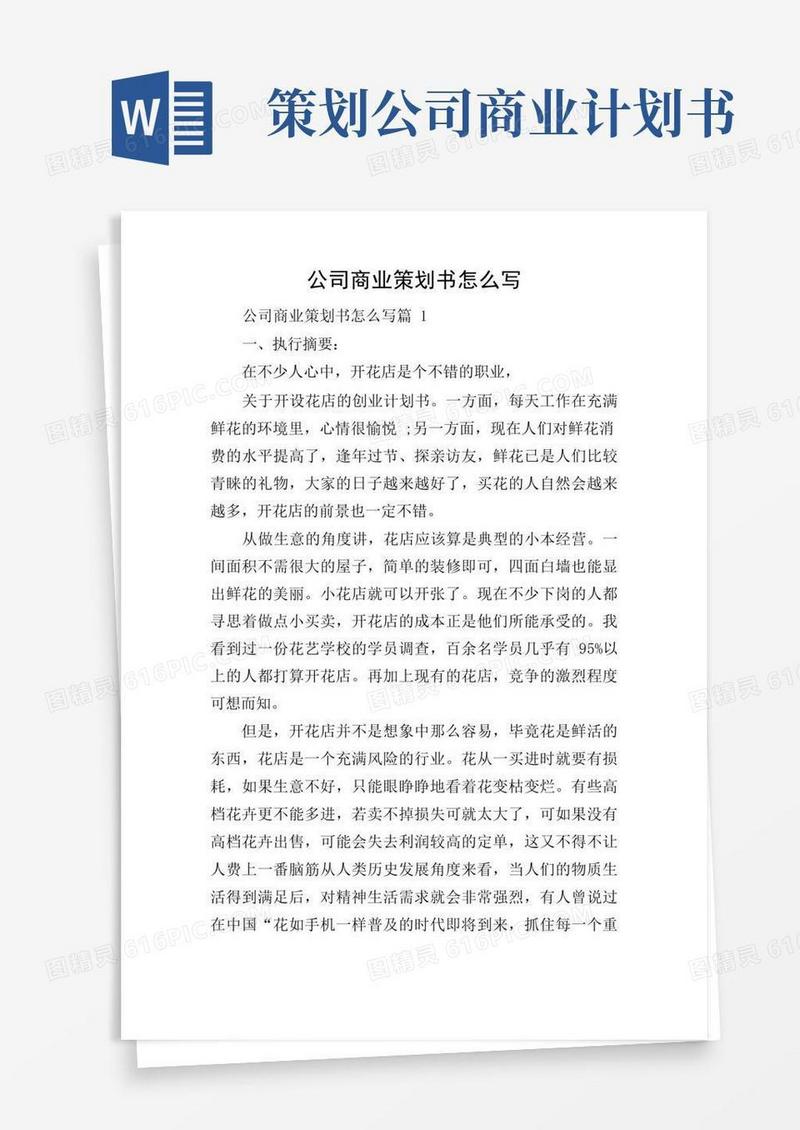 公司商业策划书怎么写